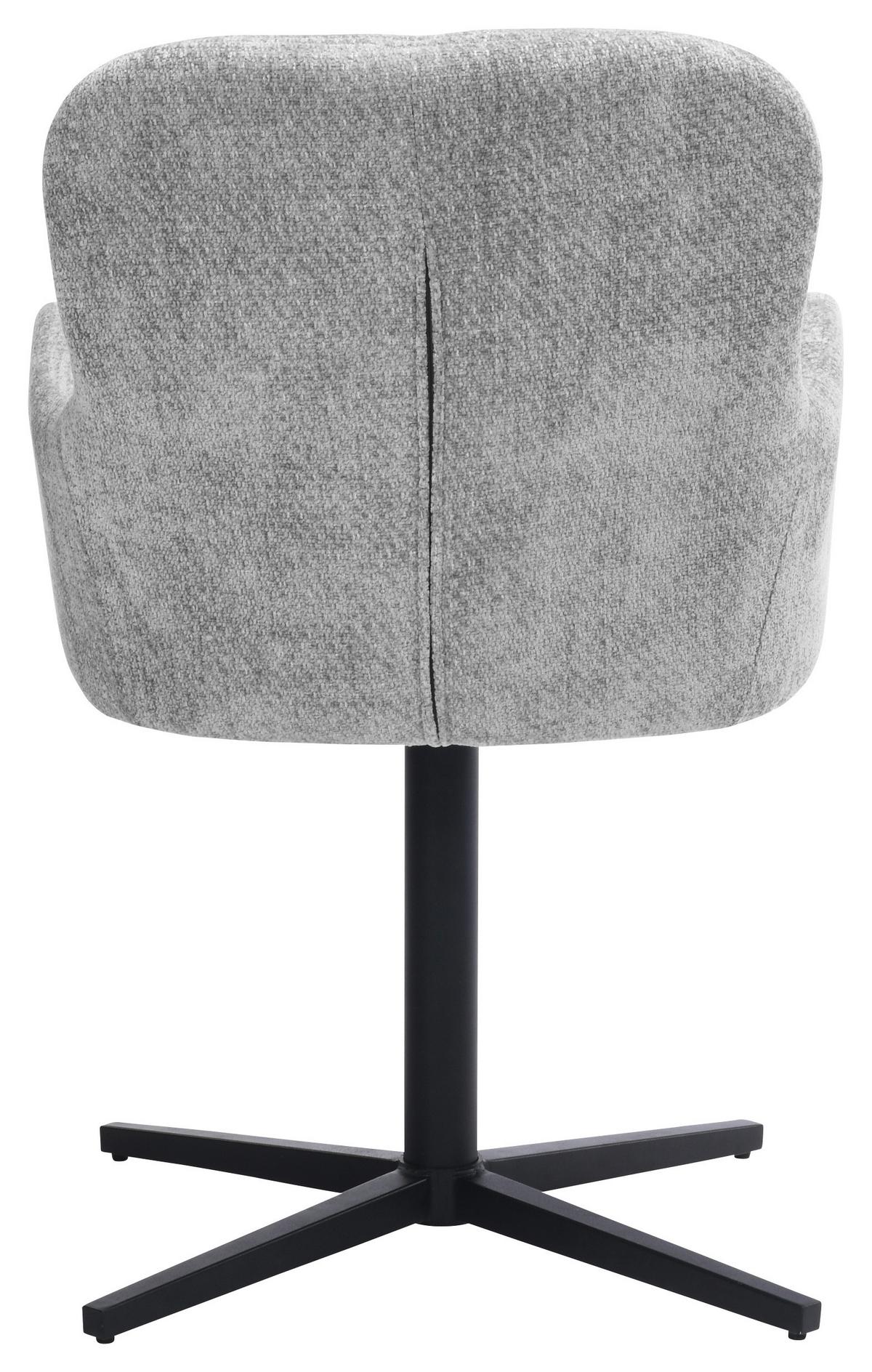Armlehnstuhl Amber Chenille Grau, B: 56 cm - Schwarz/Grau, MODERN, Holz/Textil (57/85/63cm) - Livetastic
