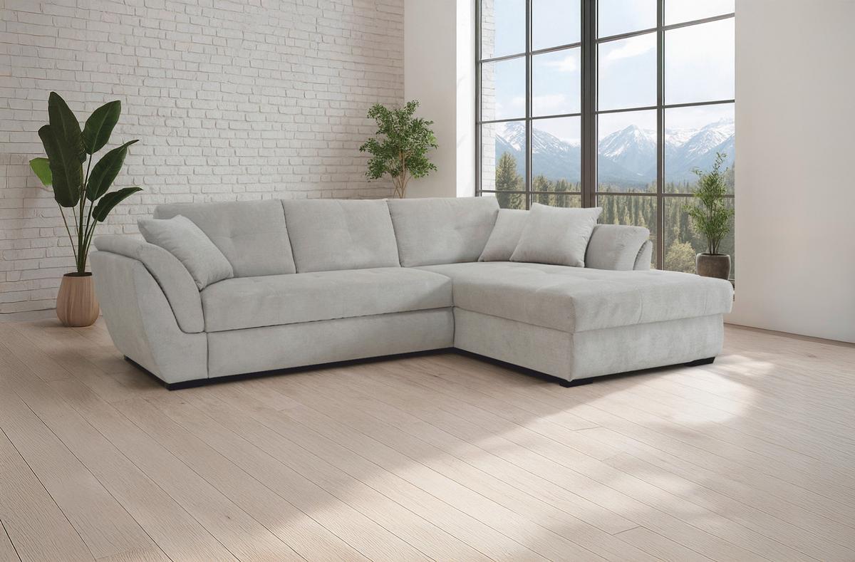 Ecksofa mit Schlaffunktion Berisso new Greige 278x187 cm - Greige/Schwarz, KONVENTIONELL, Textil (278/187cm) - Ondega