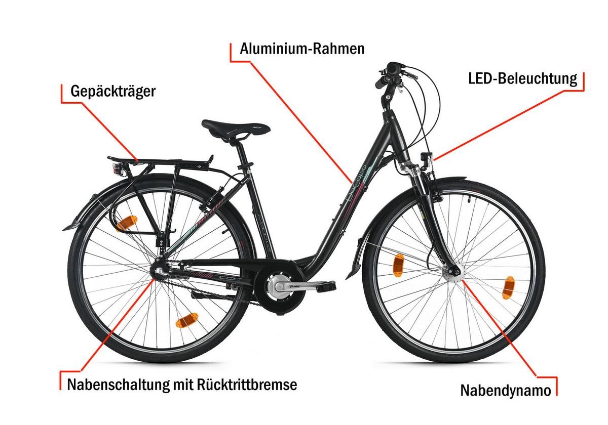 Damenrad Dacapo Padova Schwarz 28 Zoll, Rh 48 cm - Schwarz, Basics, Metall (25/140/60cm)