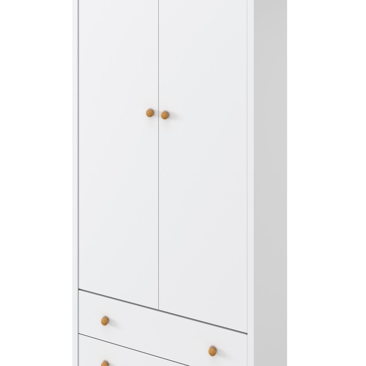 Šatná skriňa LUDO biela - biela/prírodná farba, Modern, kov/drevo (60/180/40cm) - Bessagi Home