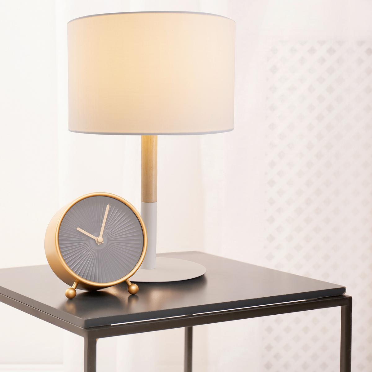 Tischleuchte Naturfarben/ Weiß Mit Kippschalter - Naturfarben/Weiß, Design, Textil/Metall (24/37cm) - Näve