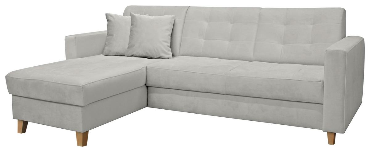 Ecksofa Bergen - Hellgrau/Naturfarben, Design, Textil (231/160cm) - Luca Bessoni