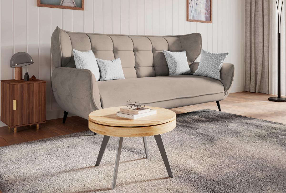 Trojmiestna pohovka PESCARA. sahara - čierna/Sahara, Modern, textil (221/105/98cm)