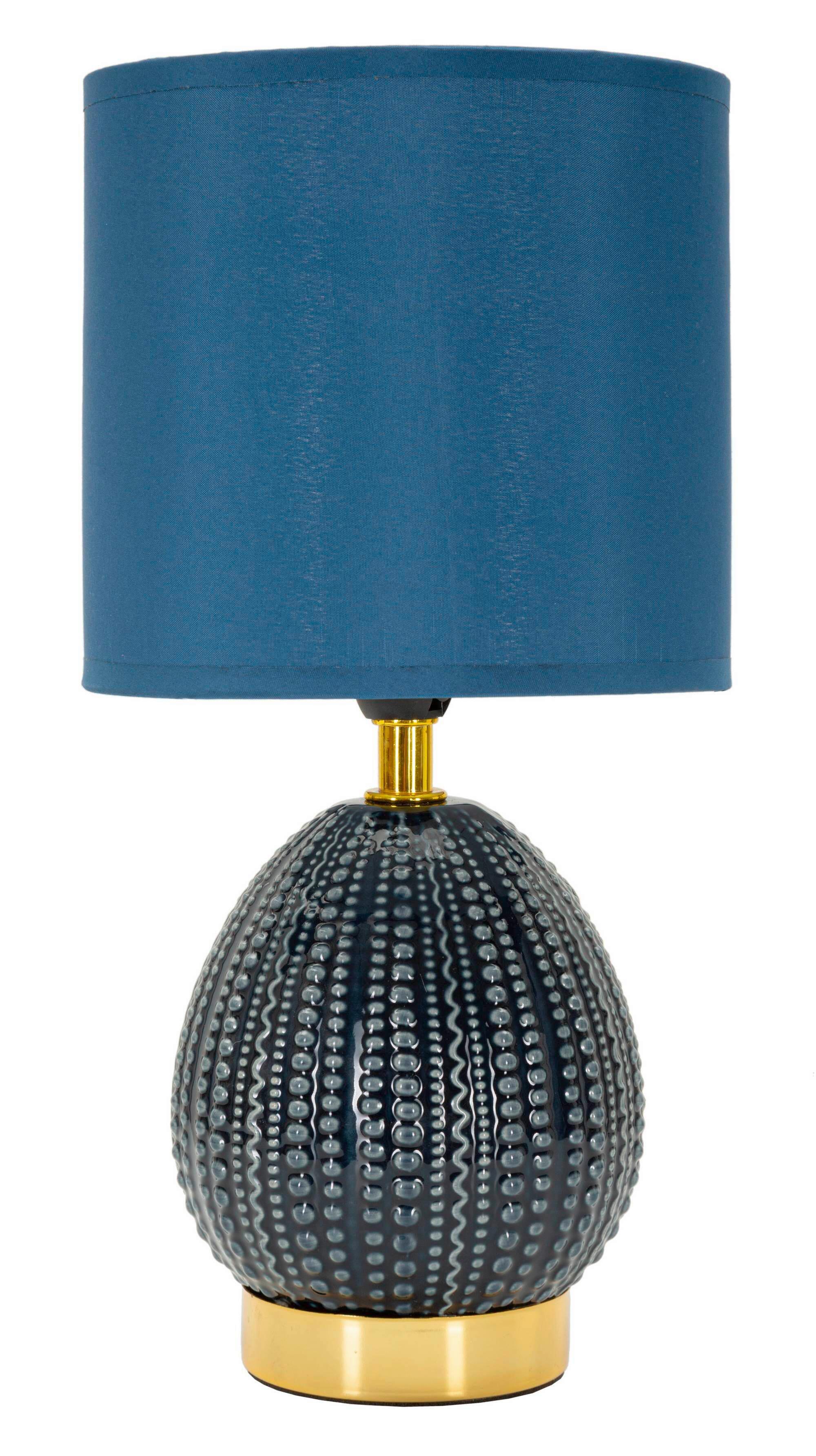 Tischleuchte Flavi Blau B: 15 cm - Blau, Basics, Keramik/Textil (15/30.5/15cm)