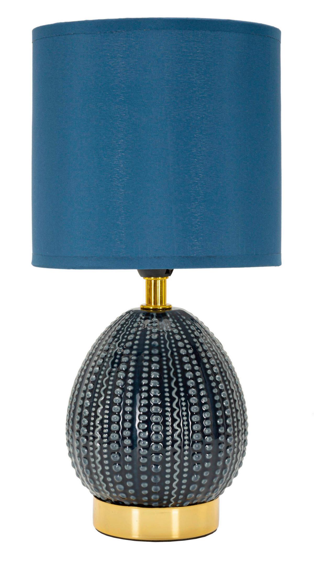 Tischleuchte Flavi Blau B: 15 cm - Blau, Basics, Keramik/Textil (15/30.5/15cm)