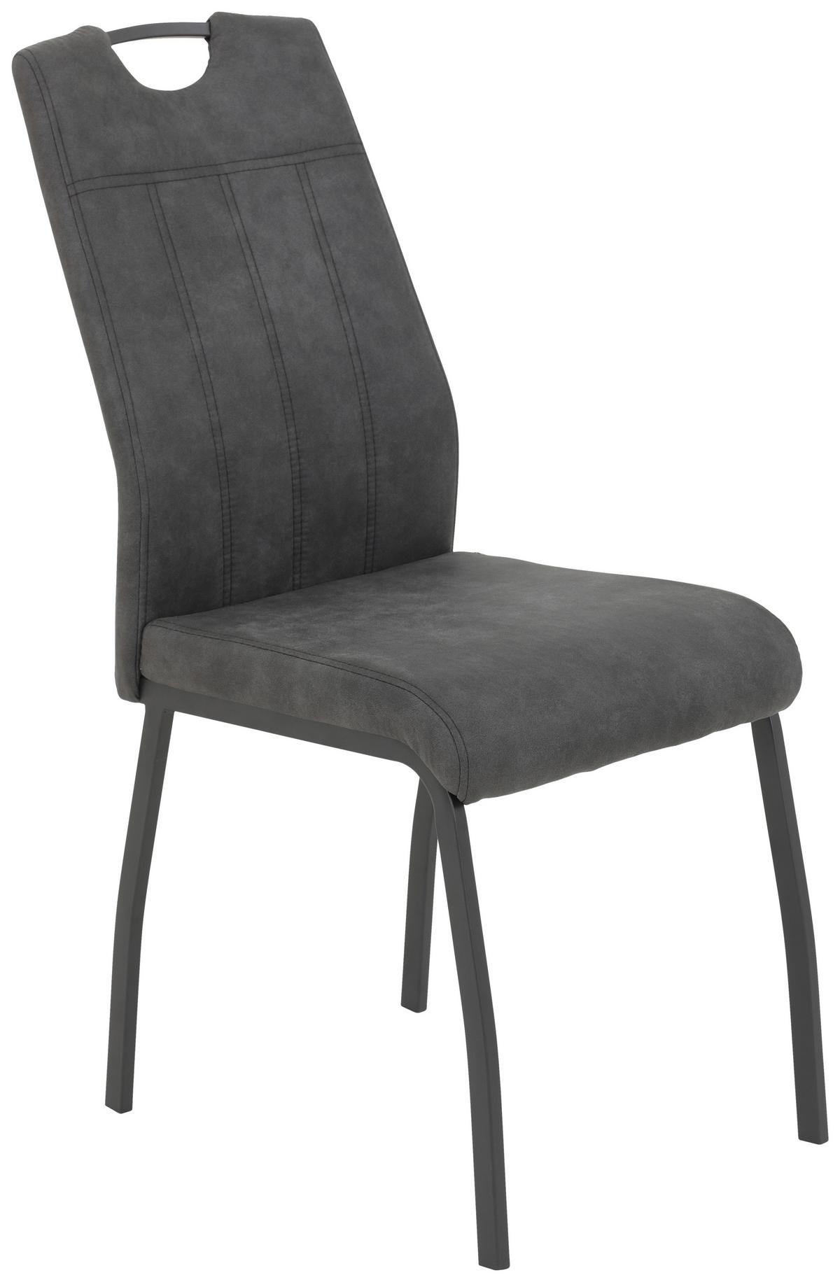 Stuhl-Set Elif II S Anthrazit - Anthrazit/Grau, MODERN, Textil/Metall (44/96/64cm) - MID.YOU