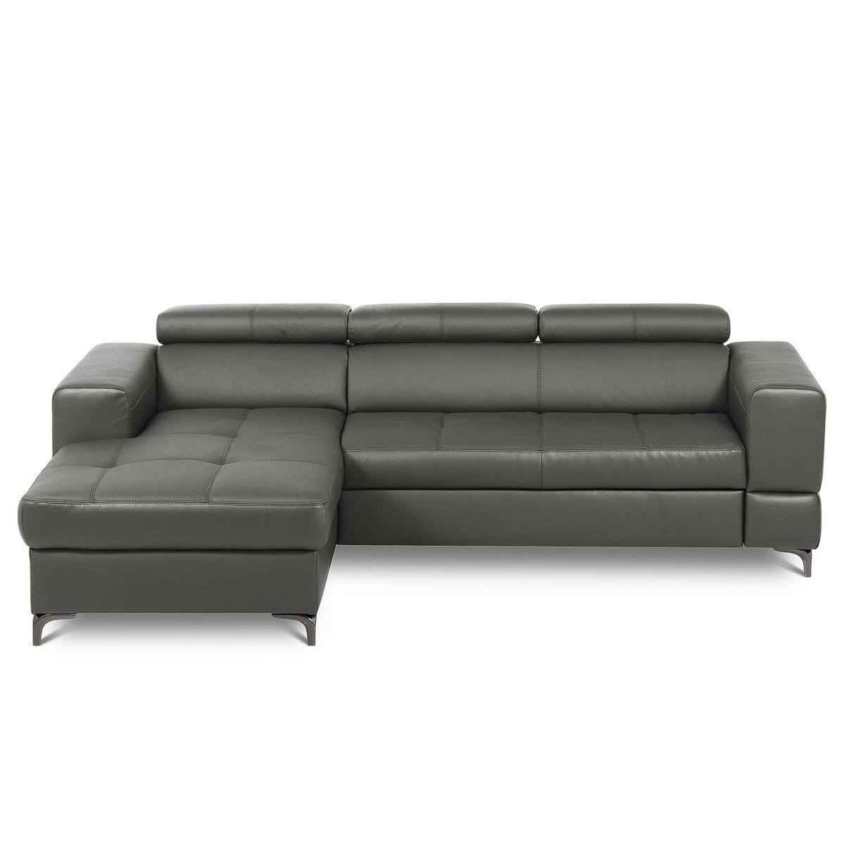 Ecksofa Torino Teilleder Anthrazit 173x247 - Anthrazit/Schwarz, Design, Leder/Textil (173/247cm) - Livetastic