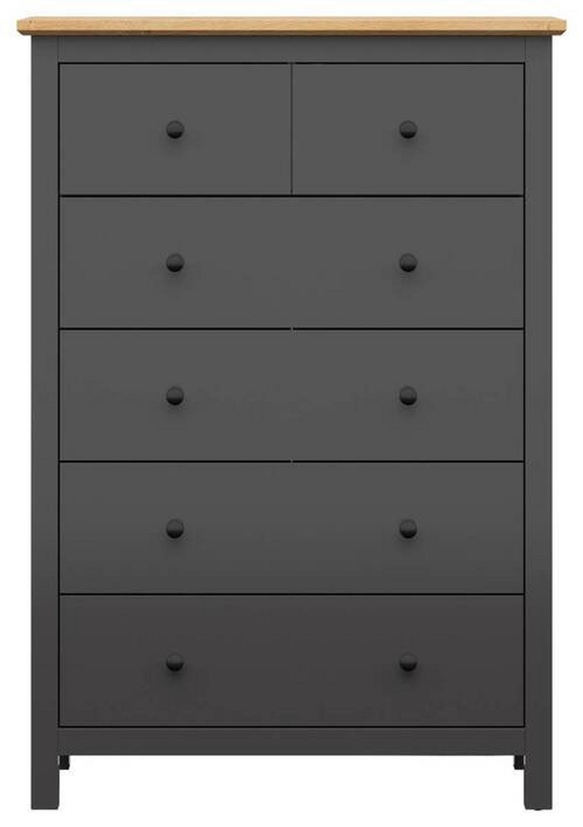 Kommode 101 Cm Hesen Chest Of Drawers, Graphitfarben - Graphitfarben/Eiche Artisan, Design, Holzwerkstoff (101/145/44cm)