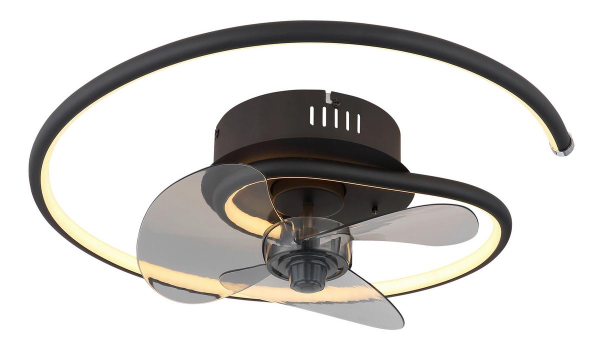 Deckenventilator 03660 - Schwarz/Grau, Design, Kunststoff/Metall (45/13,9cm) - Globo