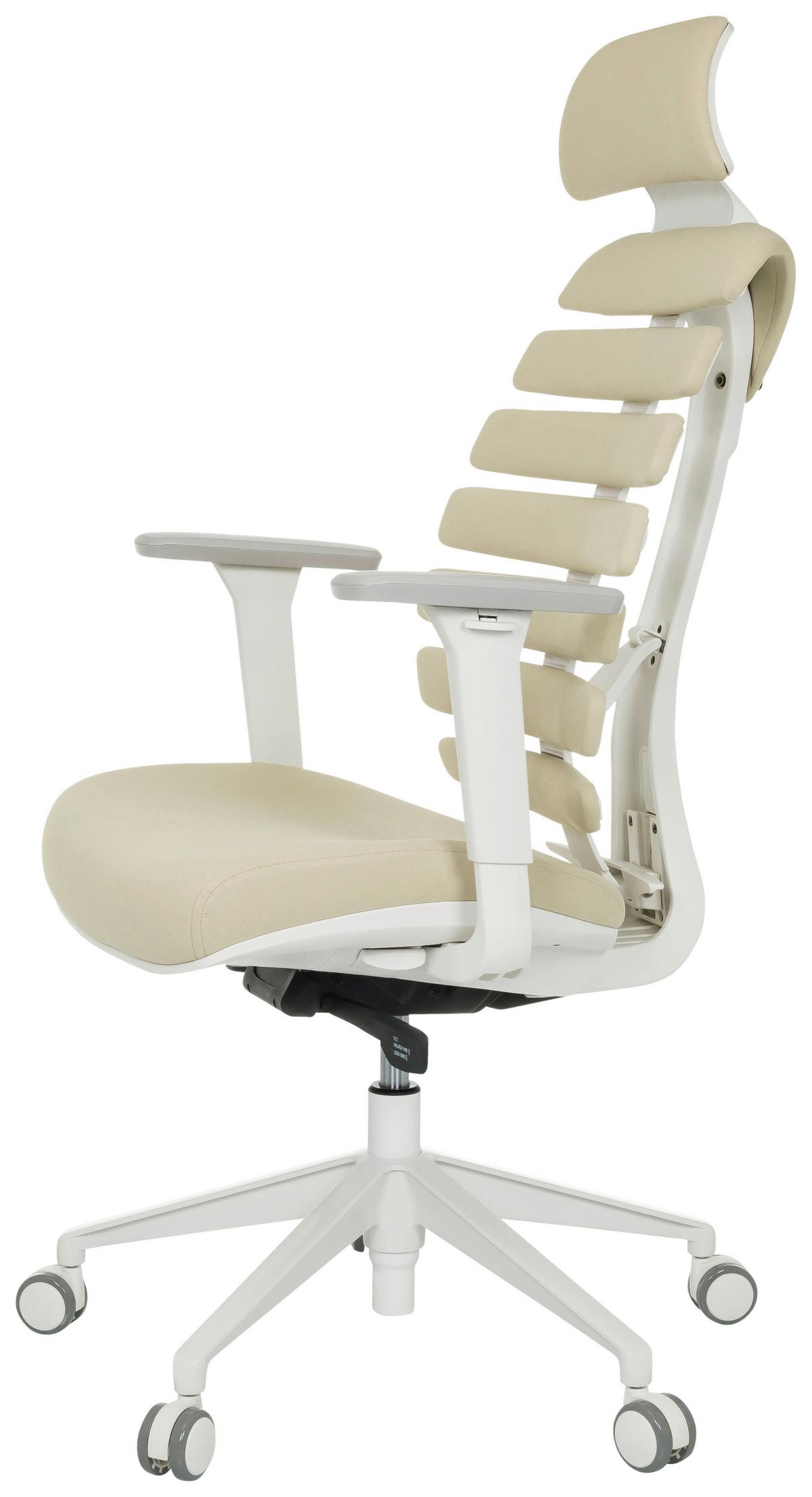 Drehstuhl Ergo Line W Beige B: 67 Cm - Beige/Weiß, MODERN, Kunststoff/Textil (67/116 - 133/65cm) - MID.YOU