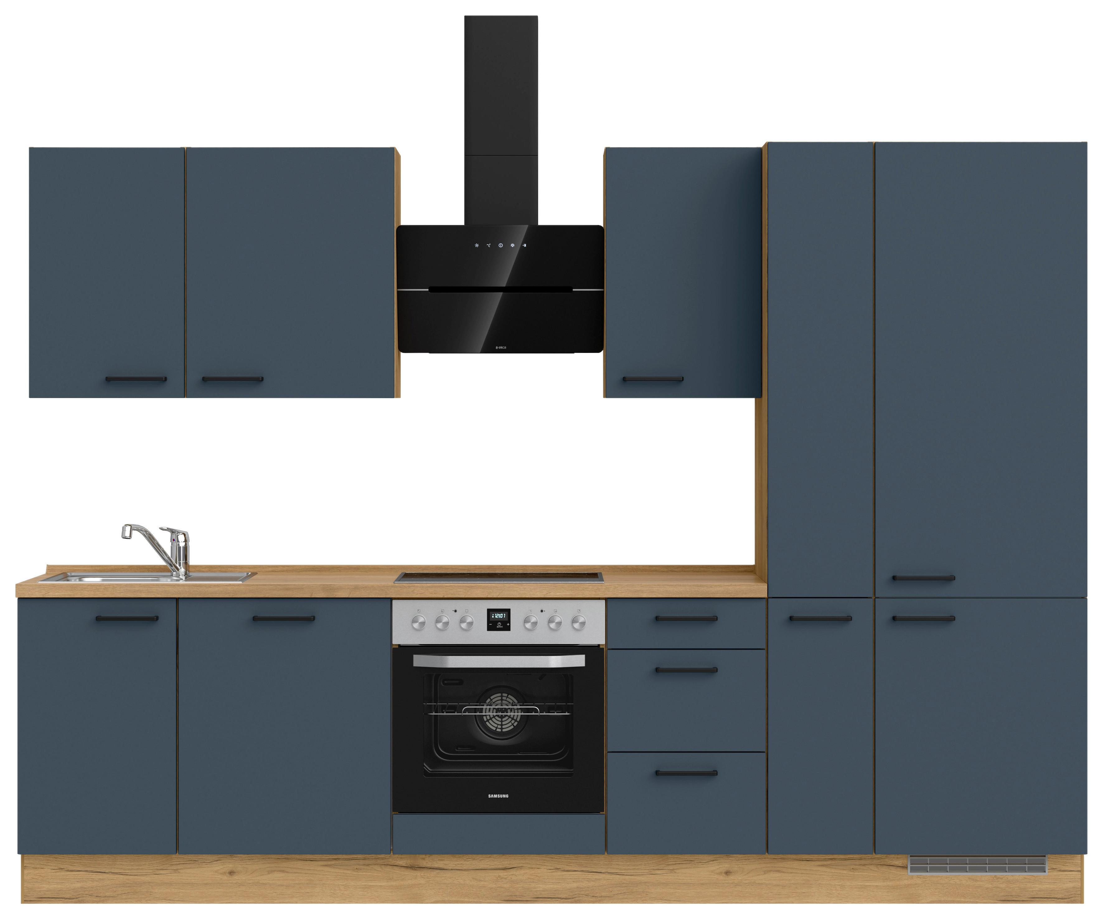 Küchenleerblock Easytouch High-Line, H7 Rechts - Blau/Eichefarben, MODERN, Holzwerkstoff (300cm) - Nobilia