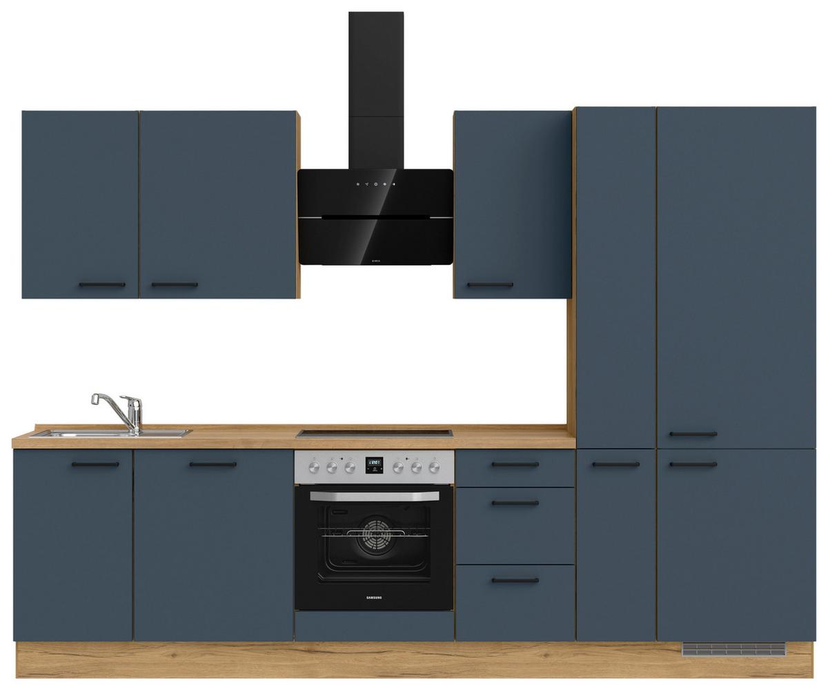 Küchenleerblock Easytouch High-Line, H7 Rechts - Blau/Eichefarben, MODERN, Holzwerkstoff (300cm) - Nobilia