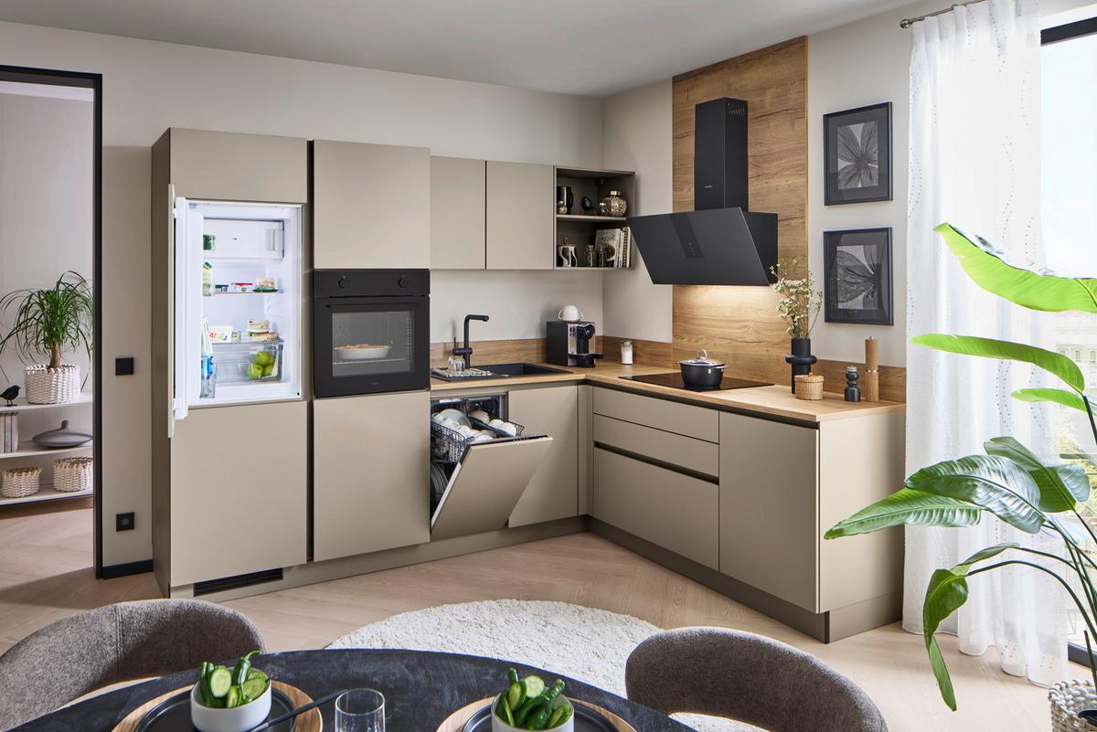 Eckküche Win - Eichefarben/Creme, MODERN, Holzwerkstoff (278,2/205,2cm) - Express-Kuechen