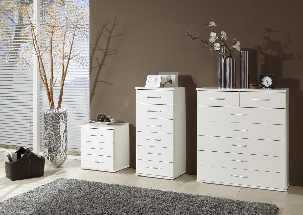 Komoda OSAKA šírka 91cm - biela/hliníková, Konventionell, kompozitné drevo/plast (91/106/40cm) - MID.YOU