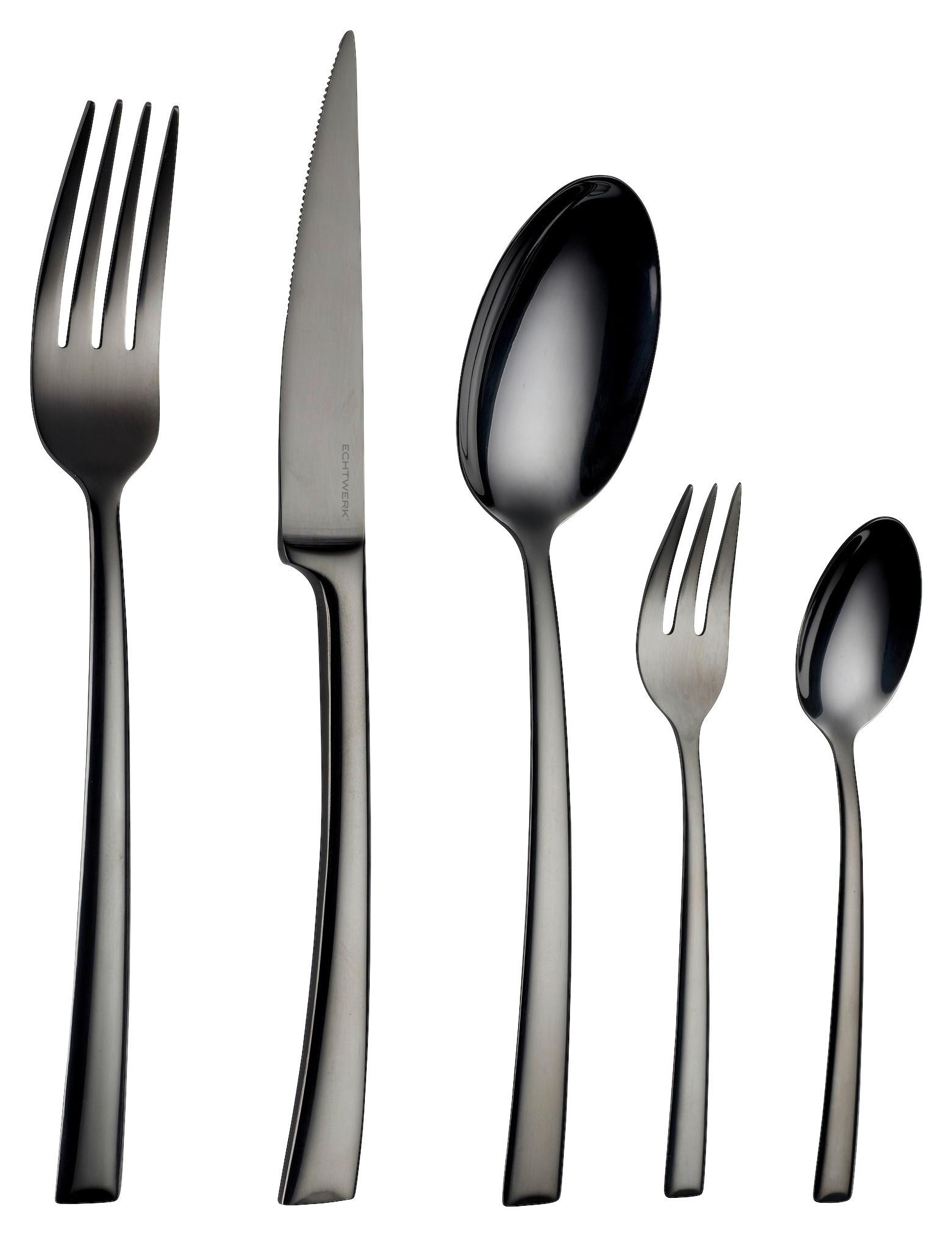 Besteckset Tafelbesteck Avelino - Schwarz Hochglanz, Design, Metall (35,5/25,5/5cm) - Echtwerk