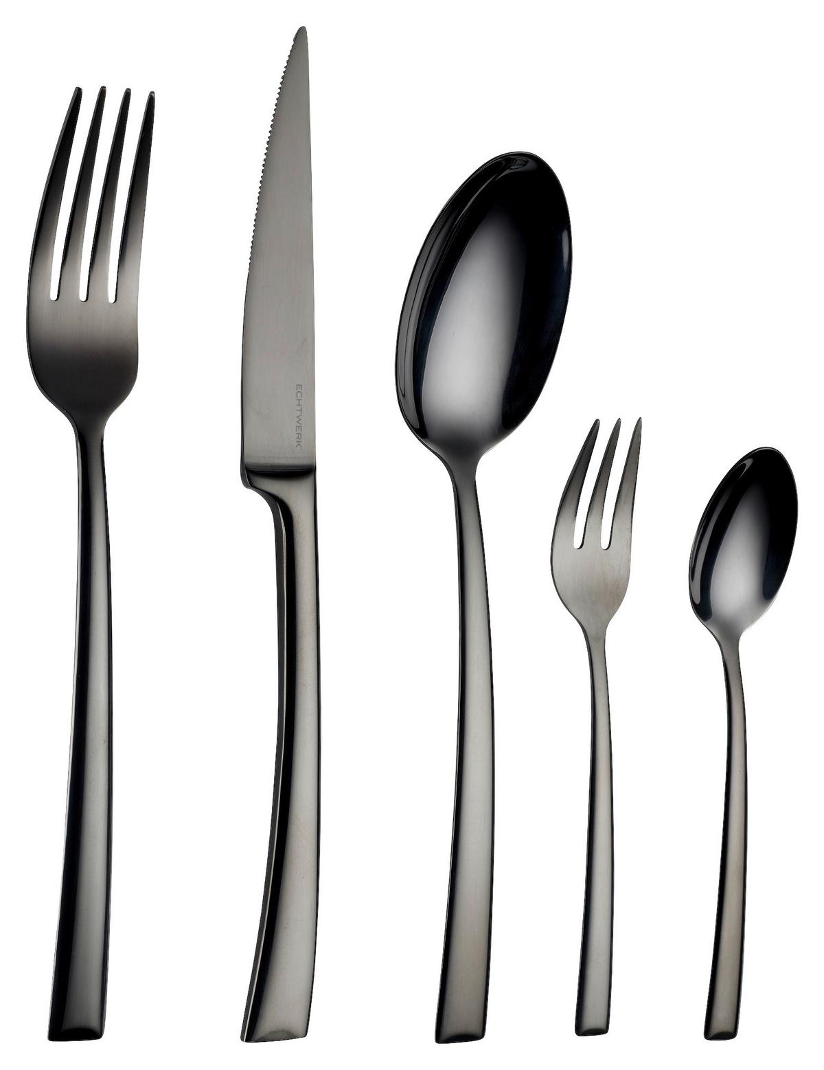 Besteckset Tafelbesteck Avelino - Schwarz Hochglanz, Design, Metall (35,5/25,5/5cm) - Echtwerk