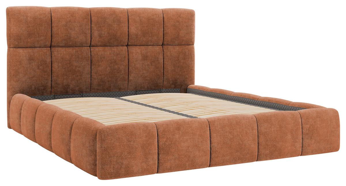 Polsterbett Cherry Chenille Rostfarben, Lf: 180x200 cm - Rostfarben/Schwarz, MODERN, Holz/Holzwerkstoff (180/200cm) - MID.YOU