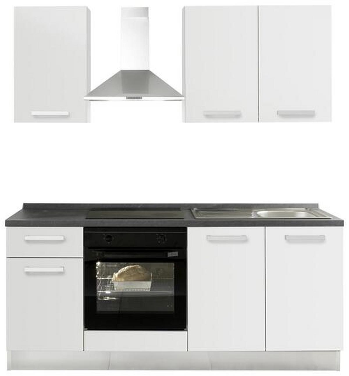 Küchenzeile Belluna mit Geräten 195 cm Weiß/Grau Modern - Basics (195cm) - MID.YOU