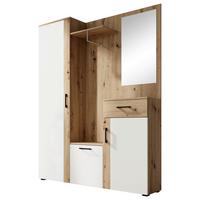 Garderobe Trio Eiche Dekor / Weiß B: 145 cm Mit Spiegel - Eichefarben/Weiß, Basics, Holzwerkstoff (145/184/29cm)