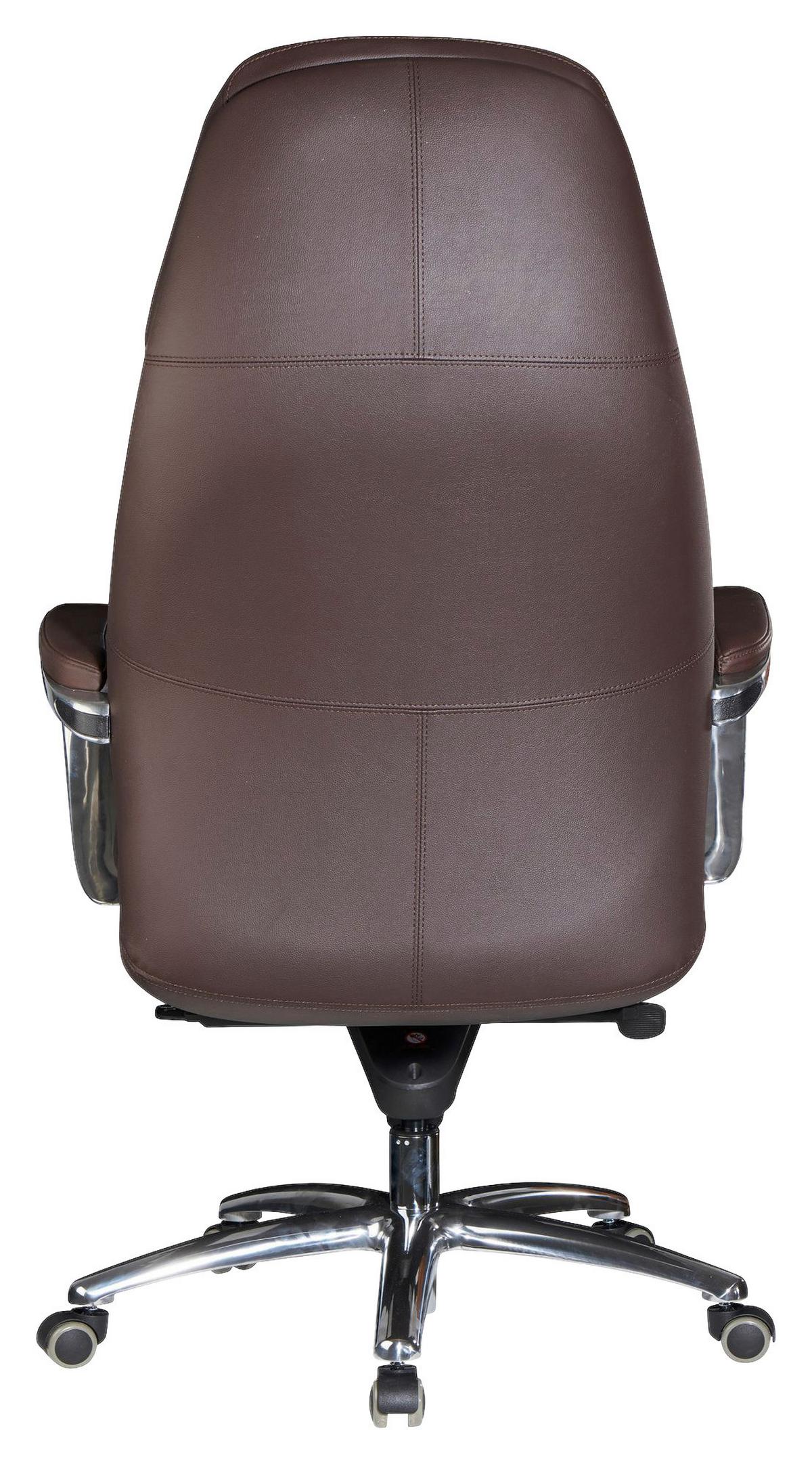 Chefsessel Mit Armstützen Dunkelbraun Leder Bis 120 Kg - Dunkelbraun/Alufarben, MODERN, Leder/Kunststoff (67/140/67cm) - MID.YOU