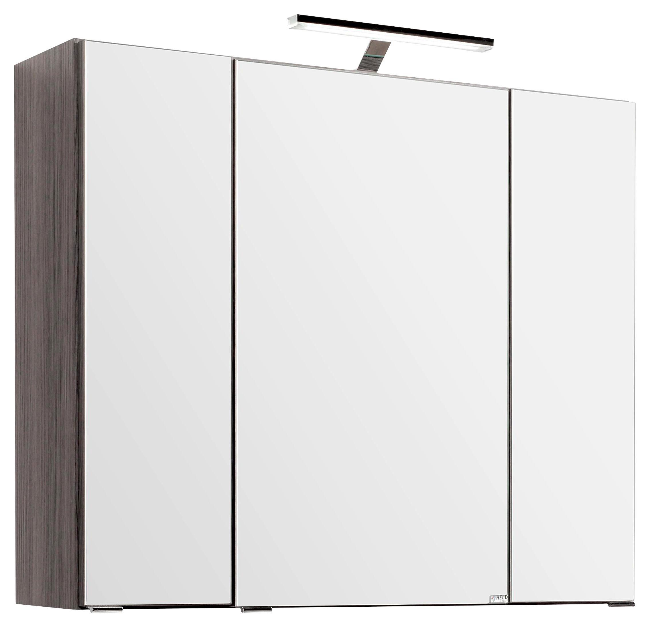 Spiegelschrank Phönix 80 cm Eiche Dekor - Eichefarben, MODERN, Holzwerkstoff (80/69/20cm)