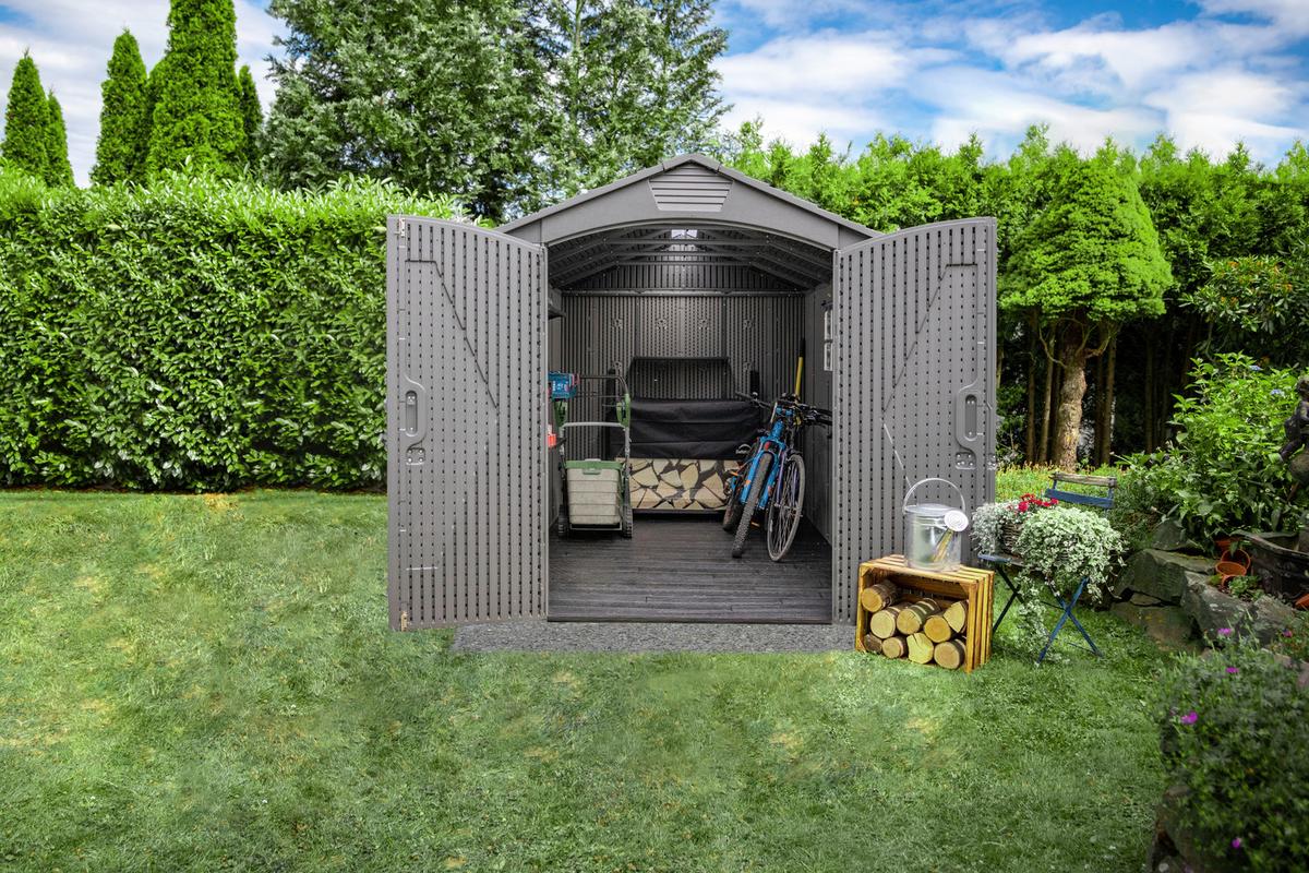 Gerätehaus Gerätehaus Terra 7,02 M² - Grau, Basics, Kunststoff (204/228/344cm)