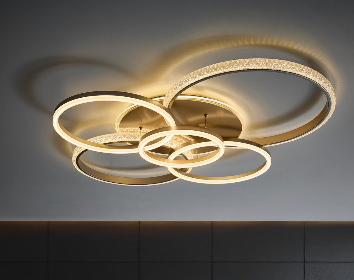 STROPNÉ LED SVIETIDLO LORELEI - číra/šampanská, Design, kov/plast (110/88/12cm) - Globo