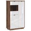 Vitrine Forn Glass-Door Cabinet - Weiß Hochglanz/Eichefarben, Design, Glas/Holzwerkstoff (94/157/42,5cm)