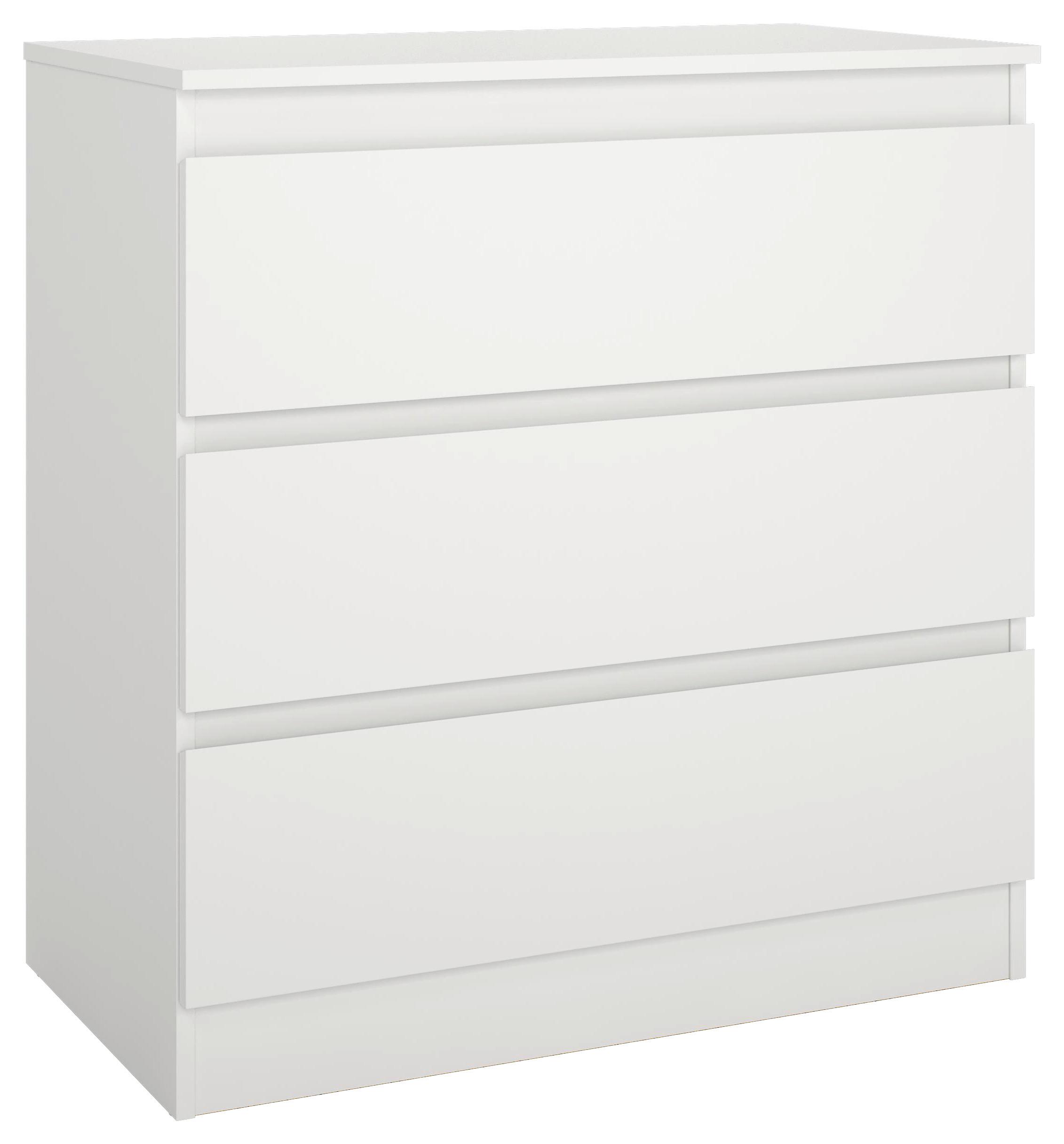 Komoda MARA 3 bílá - bílá, Konvenční, dřevo (77/80/42cm) - Mömax