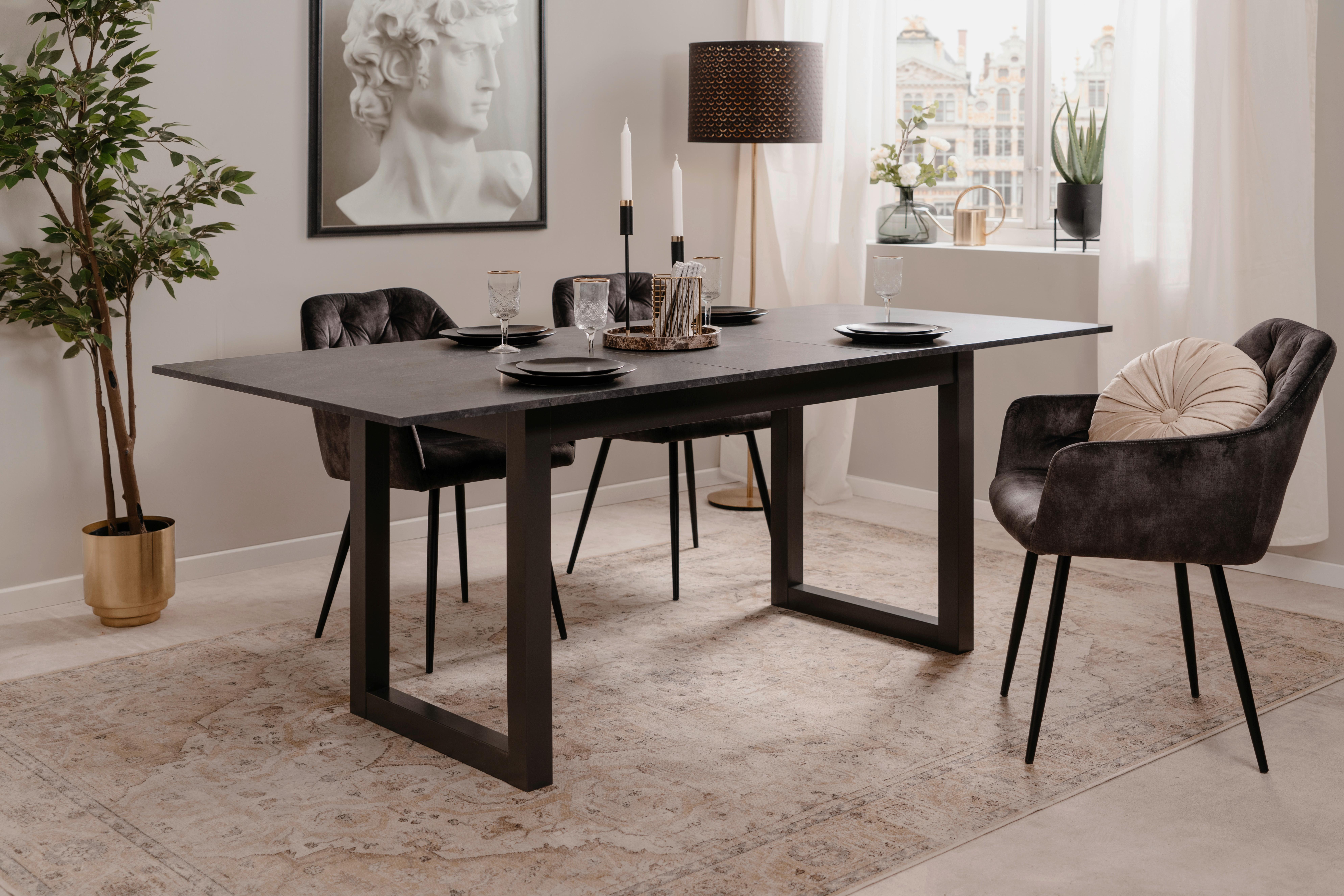 Esstisch Ausziehbar Austin 160x90x75 cm Anthrazit - Schieferfarben/Anthrazit, Design, Holzwerkstoff (160/90/75cm) - MID.YOU