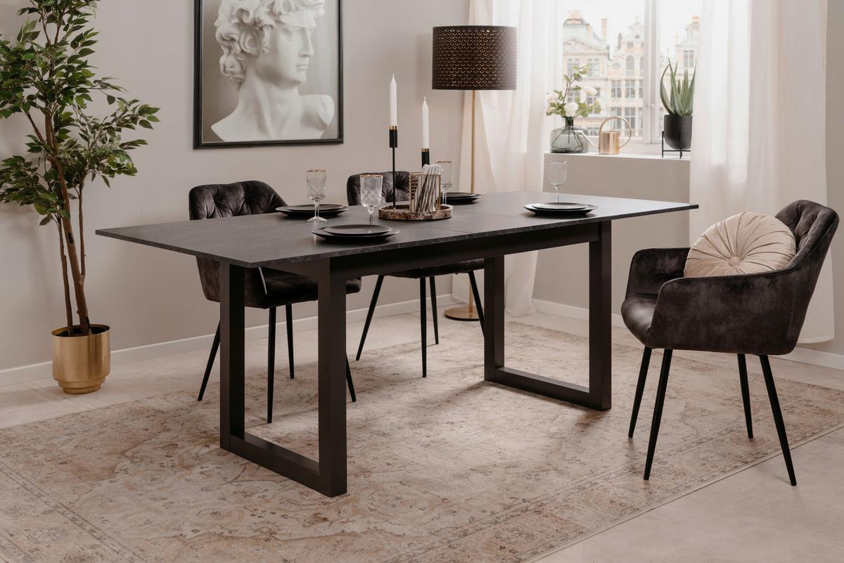 Esstisch ausziehbar Austin 160x90x75 cm Anthrazit - Schieferfarben/Anthrazit, Design, Holzwerkstoff (160/90/75cm) - MID.YOU