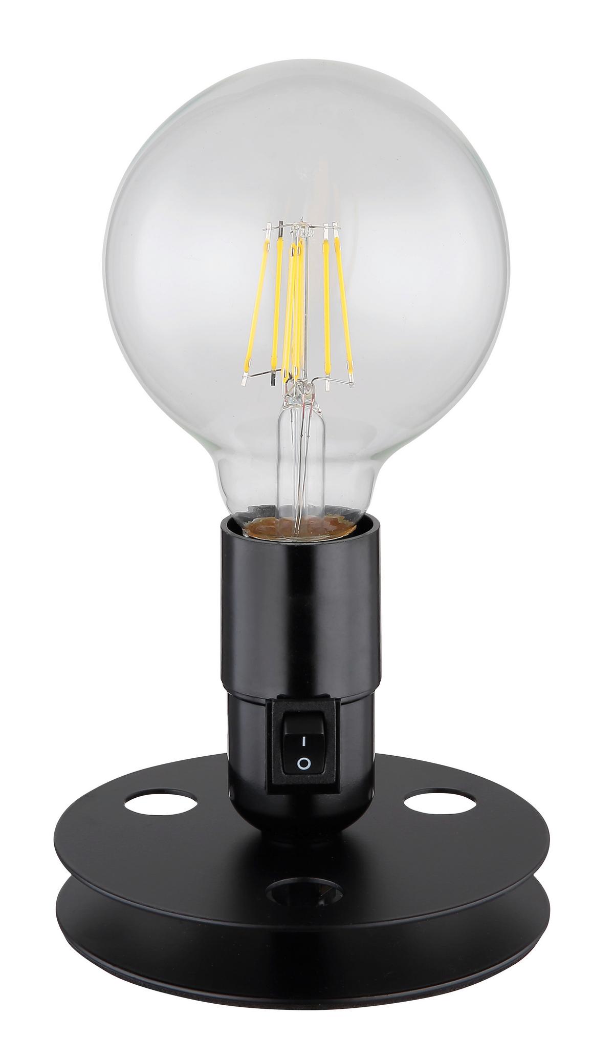 Tischlampe Schwarz Mit Schalter - Schwarz, KONVENTIONELL, Metall (12/9cm) - Globo