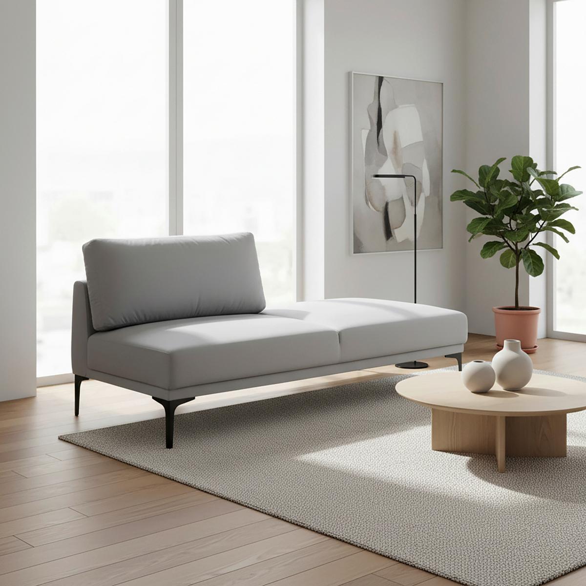 Lenoška TESSA šedá - šedá/černá, Moderní, kov/textil (180,5/82,5/88,5cm) - Bessagi Home