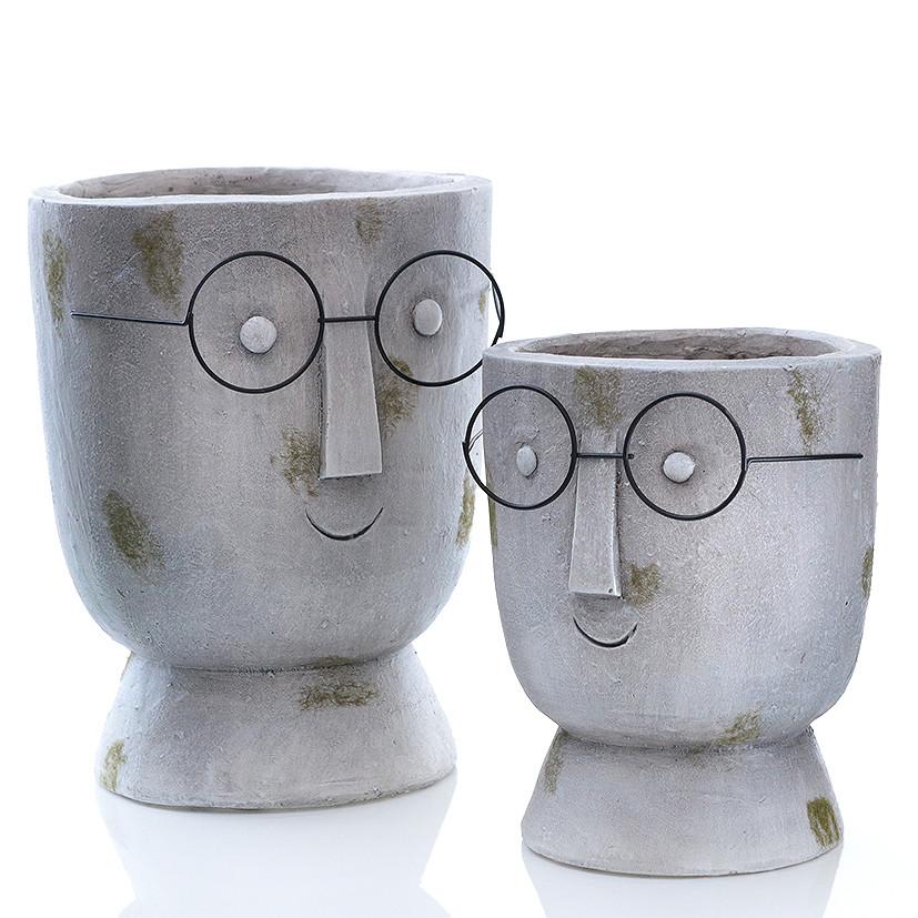 Pflanztopf Aba - Grau, KONVENTIONELL, Stein (17/22cm) - Luca Bessoni