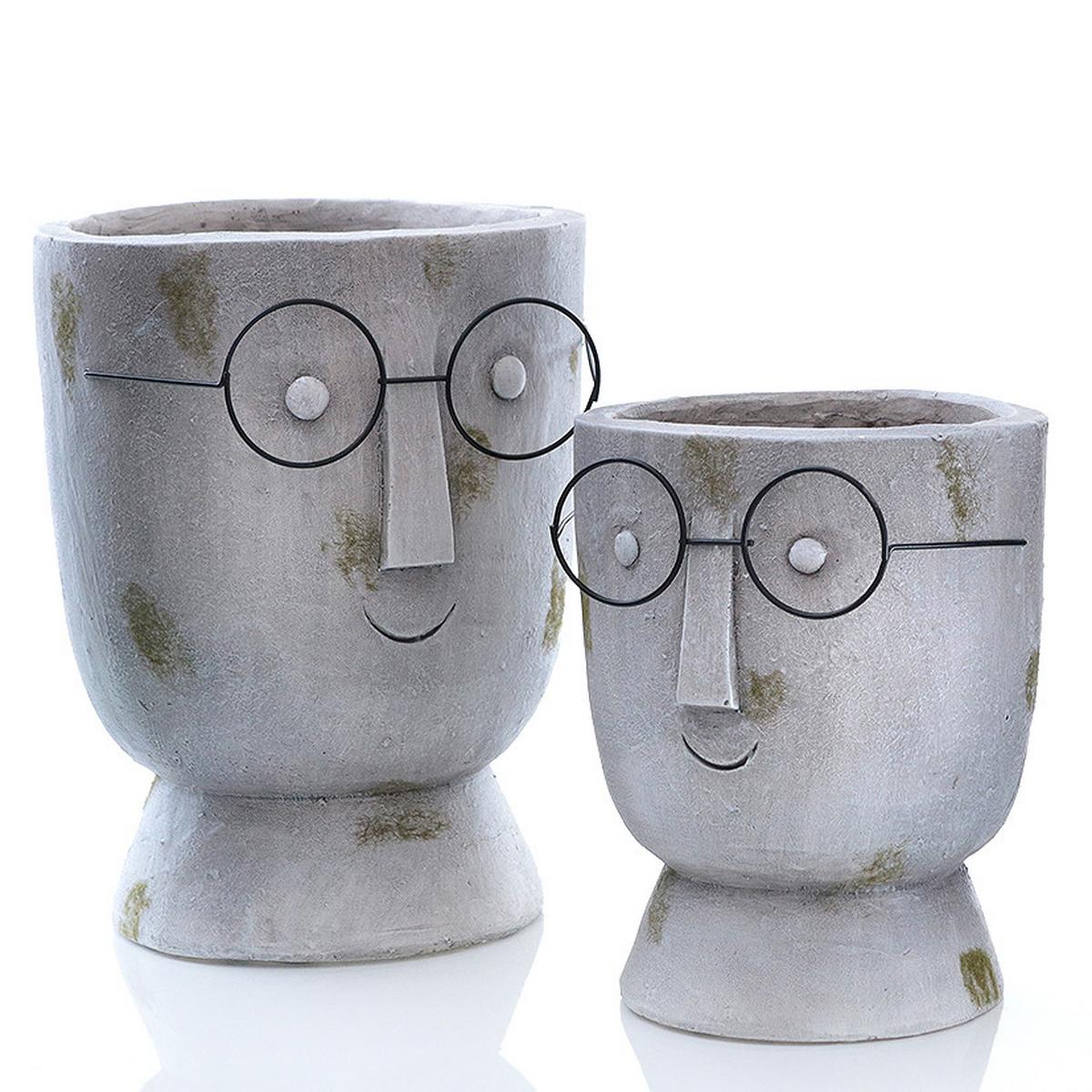 Virágcserép 8654081 Aba -Paz- - szürke, Konventionell, kő (17/22cm) - Luca Bessoni