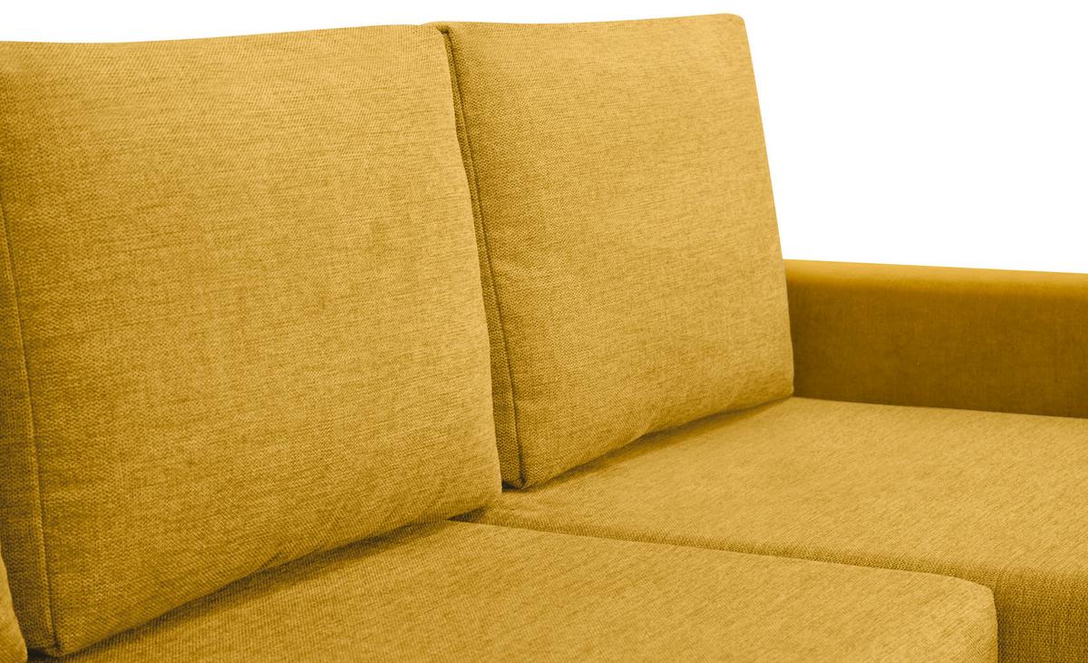 Ecksofa Asna, Gelb S: 252x155 cm - Gelb/Schwarz, Design, Textil (252/155cm) - Livetastic