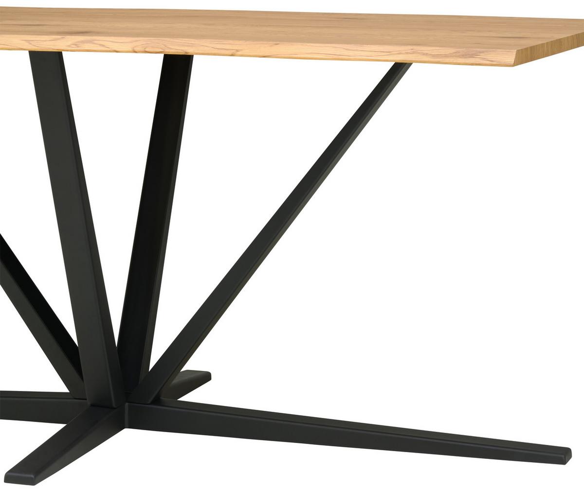 Étkezőasztal Pim 180 - tölgyfa színű/fekete, Modern, faalapú anyag/fém (180/76/90cm) - MID.YOU