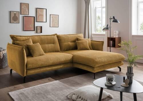Ecksofa Lava Goldfarben S: 255/180 cm - Goldfarben/Schwarz, MODERN, Textil (255/180cm) - Livetastic