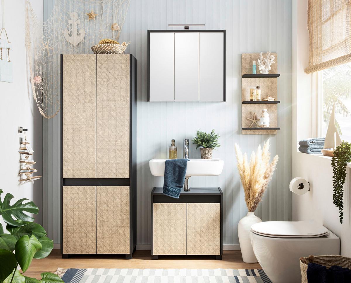 SPIEGELSCHRANK Anthrazit B: 65cm - Anthrazit/Weiß, MODERN, Glas/Holzwerkstoff (65/62,7/16cm) - MID.YOU