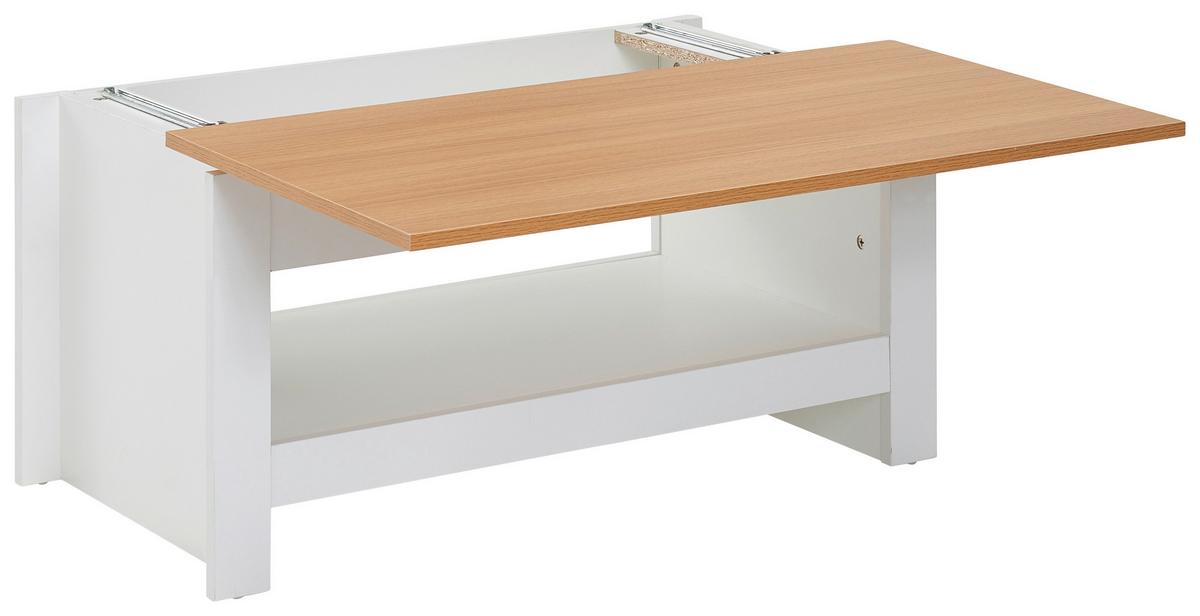 Konferenční stolek bílý - bílá/barvy dubu, Moderní, kompozitní dřevo (85/47/45cm) - MID.YOU