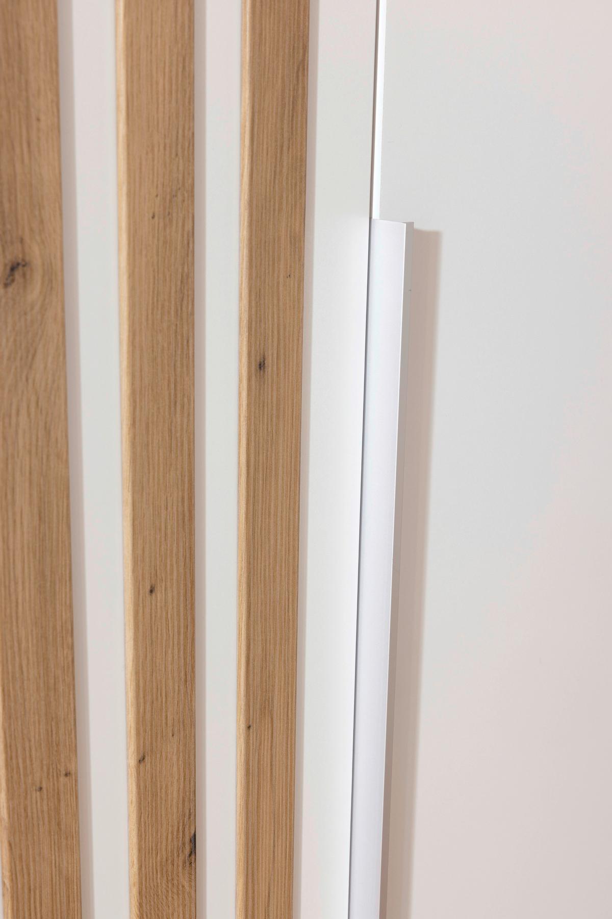 Drehtürenschrank 225 cm Lamella Weiß/Eiche Dekor - Weiß/Eiche Artisan, MODERN, Holzwerkstoff (226/210/54cm) - Rauch Möbel