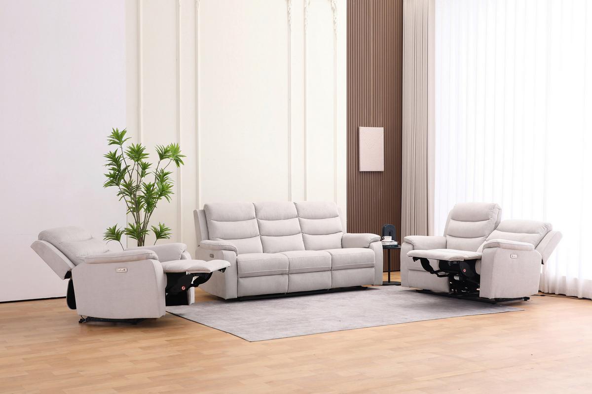 Trojmiestna relaxačná pohovka, MANCHESTER, béžová - čierna/béžová, Konventionell, textil/plast (208/102/93cm) - Based