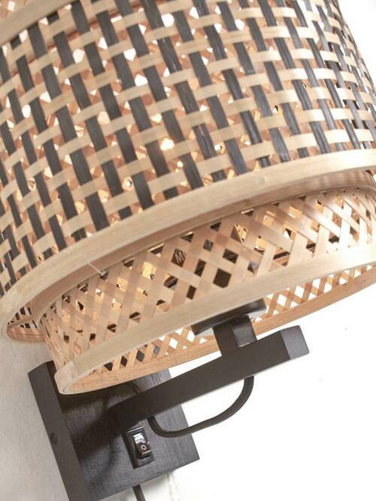 Wandleuchte Bhutan/W/B/2520/Bn - Schwarz/Naturfarben, Trend, Holz (25/29/25cm) - Good & Mojo