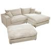Ecksofa Funny S Rechts Creme mit Hocker S: 265x180 cm - Creme/Schwarz, Basics, Textil (265/180cm) - Livetastic