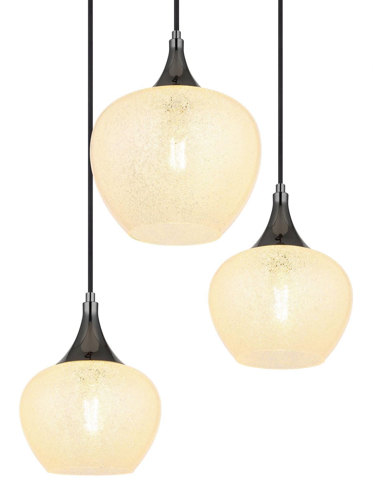 HÄNGELEUCHTE Exkl. 6xE27 40W - Klar/Schwarz, KONVENTIONELL, Glas/Metall (86/42/120cm) - Globo
