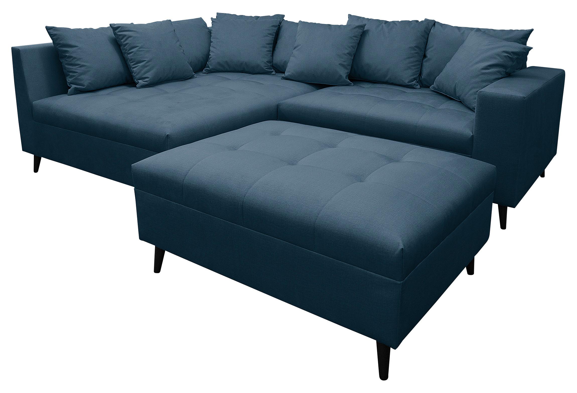 Ecksofa Pruno Dunkelblau S: 174x247 Cm - Schwarz/Dunkelblau, Design, Textil (174/247cm) - MID.YOU