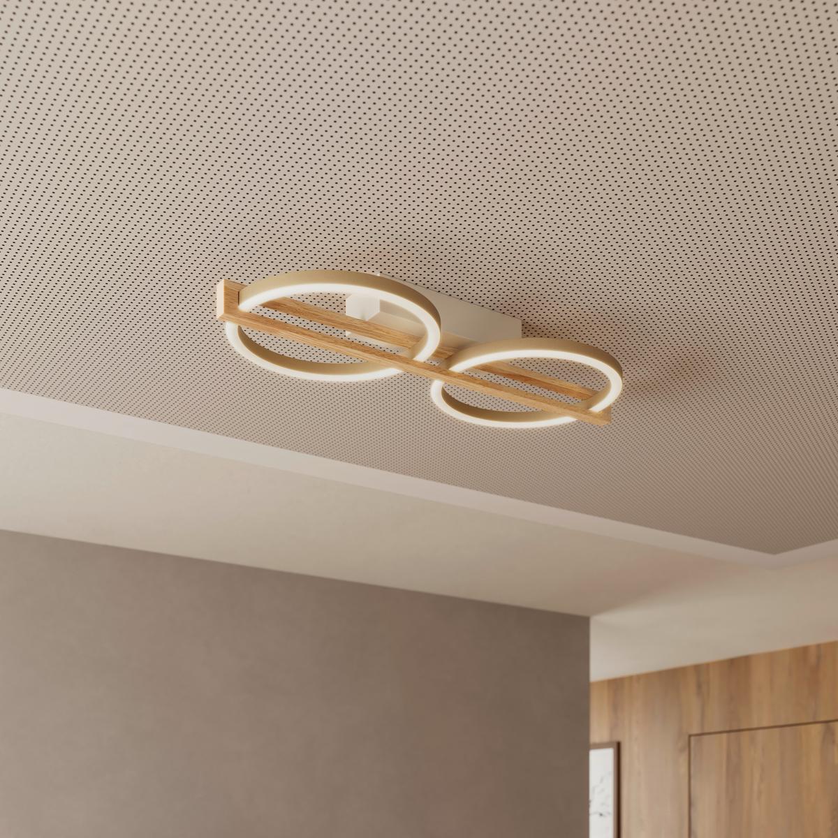 LED-DECKENLEUCHTE CAMILLO - Champagner/Naturfarben, Basics, Holzwerkstoff/Kunststoff (46/20/6cm) - Luca Bessoni