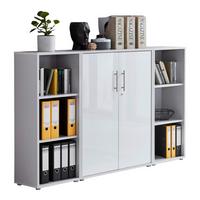 Office Edition B: 173 cm Grau/Weiß Hochglanz - Weiß Hochglanz/Grau, MODERN, Holzwerkstoff (173/114/33cm) - MID.YOU