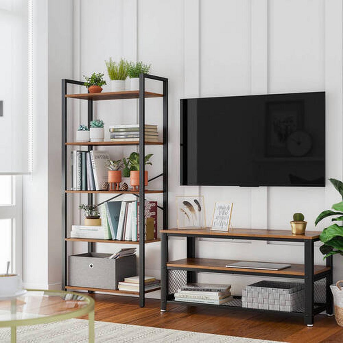 Bücherwand Iron B: 66 cm Braun/Schwarz - Schwarz/Braun, Basics, Holzwerkstoff/Metall (66/153/30cm) - Boxxx