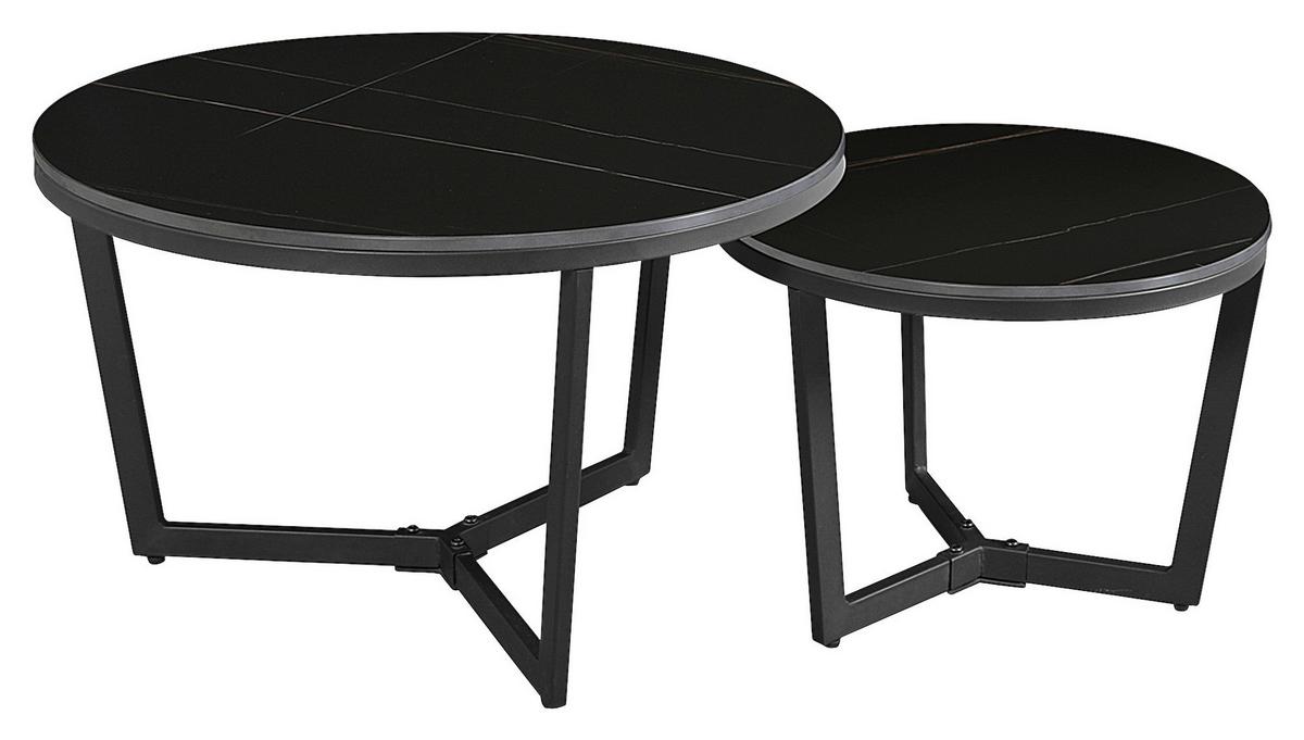 Couchtisch Ivan - Schwarz, KONVENTIONELL, Stein/Metall (68,5/68,5/43cm) - MID.YOU